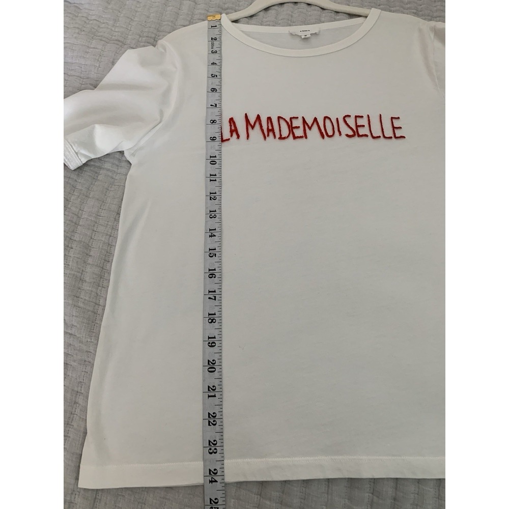 A Loves A La Mademoiselle Tshirt Sz M White Short Sleeve French Girl Paris Basic - Picture 8 of 8